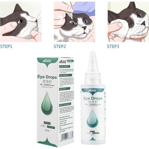 60 ml Pets Eye Care Drops For Dogs Cats Tear Eyes Stain Removing Eye Dirt Anti-inflammatory Bactericidal Pet Clean Supplies C42
