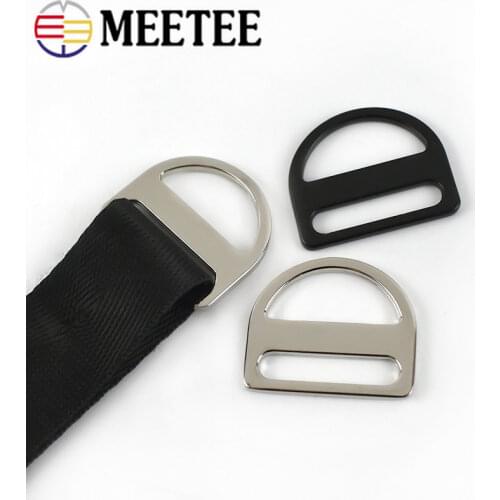 Meetee 10pcs ID25mm Metal D-shaped Tri-Glide Buckle D Hooks Half-round Ring Clasp DIY Bag Strap Hanging Ring Buckles Accessories