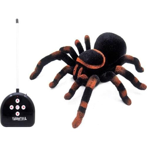Electronic pet Remote Control Simulation tarantula Eyes Shine smart black Spider 4Ch Halloween RC Tricky Prank Scary Toy gift