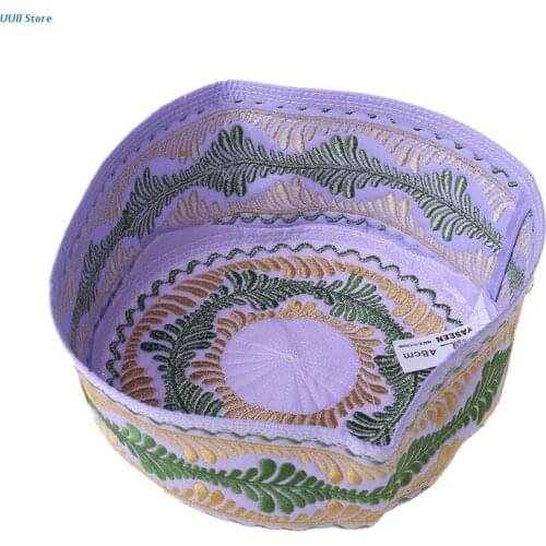 Islamic Muslim Kids Hat Boys Pray Embroidery Round Cap Saudi Arabian Prayer Beanie Accessory