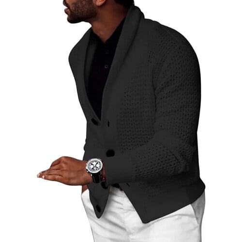 Sweater Men Autumn Solid Color Hollow Cardigan Buttons Coat Warm Knit Sweater Jumper Casual Style Clothing Cardigans Men 2021