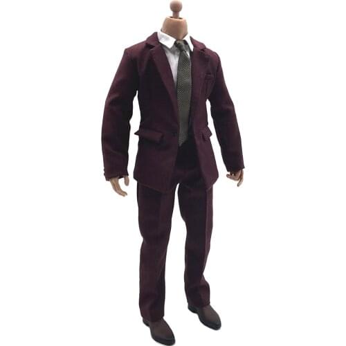 1/6 Scale Male Suit Shirt Pants Belt Tie Clothing Set for 12" Body