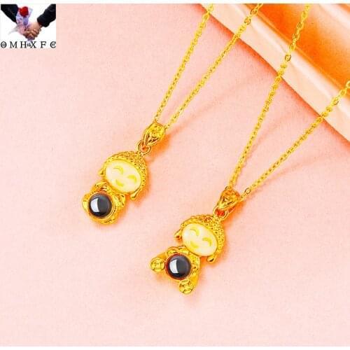 OMHXFC Wholesale PN582 European Fashion Woman Girl Party Birthday Wedding Gift The Buddha Projecting 24KT Gold Pendant Charm