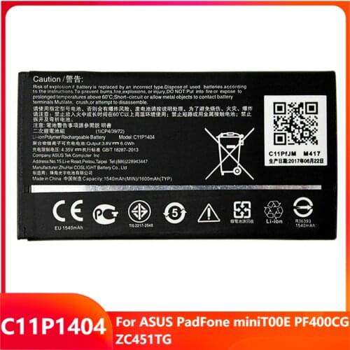 Original Replacement Phone Battery C11P1404 For ASUS PadFone miniT00E PF400CG ZC451TG Genuine Rechargable Batteries 1600mAh
