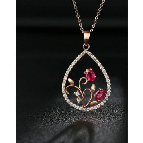 Luxury delicate colorful treasure drop-shaped geometric jewelry ladies engagement wedding gift pendant necklace