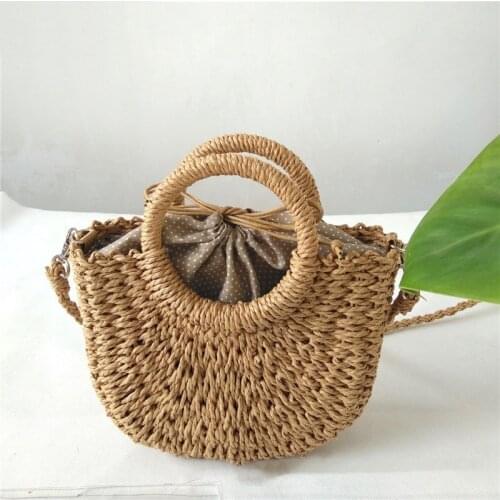 Summer Beach Rattan Bag Circular Bohemian Straw Bag Hand Made Luxury Designer Women Handbags Tote Bag Weaving Wicker Bag