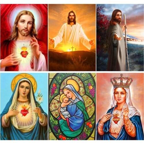 Full Diamond 5D Religious Diamond Painting Jesus/maria Portrait Wall Art Diy Rhinestone Embroidery Poster for Home Decoration