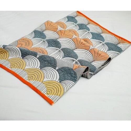 Geometric Cotton Blades Gauze Bathroom Shower Towel Four Layers Household Absorbent Non-slip Beach Hotel Washcloth