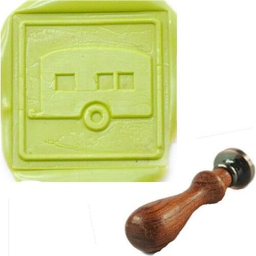 Camping Trailer Wax Seal Stamp, Brass Head with Wooden Handle, Wedding Invitation Wax Seal Sealing