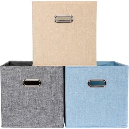 1Pcs Folding Cotton Linen Storage Box Closet Cubes Bins Organizer Kid Toy Storage Bins Offices for Storage Organization