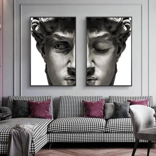 Sculpture of David Half Face Canvas Paintings Abstract Wall Art Posters and Prints Modern Decorative Pictures for Home Decor