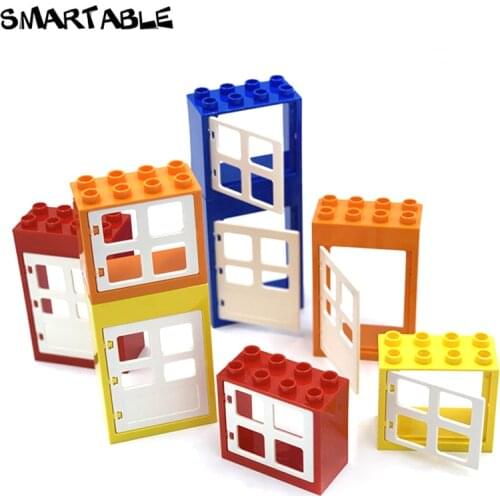 Smartable Big Brick Doors And Windows Building Blocks Parts For House Compatible Major Brand Creative Toys For Kids 10 sets/Lot