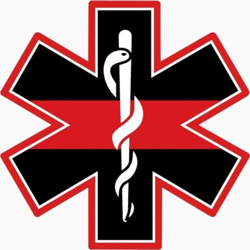 Reflective Car Sticker EMT Cross Red Line Hard Hat Personality The Tail of The Car Decal,12cm*12cm