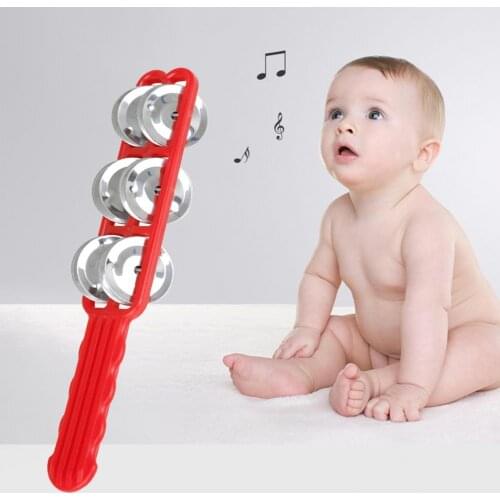 Percussion Instrument Rust-resistant Red Kids Double Row Six Bell Cymbal Early Education for Kids Toys Birthday Gift