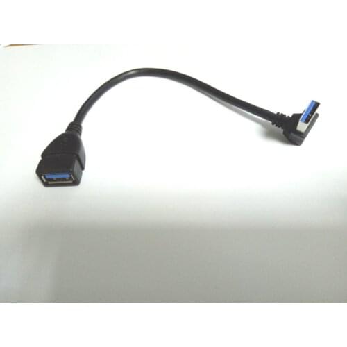 10pcs NEW USB 3.0 Male TO Female Down Angle adapter Extension Cable 16cm New