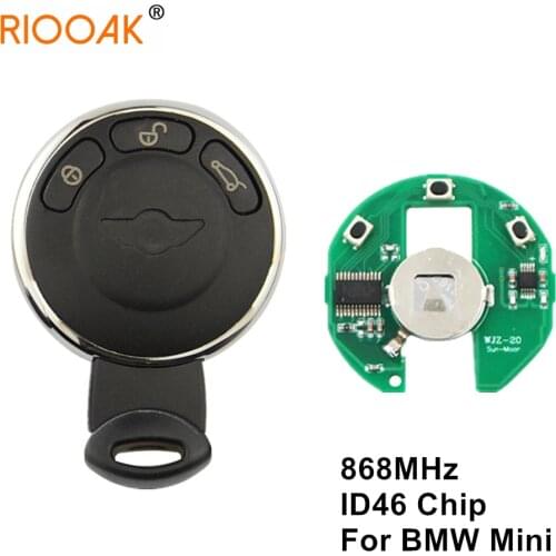 3 Buttons Smart Replacement Car Remote Key 868Mhz Auto Smart Card Keyless Handfree with ID46 Chip For BMW Mini Cooper