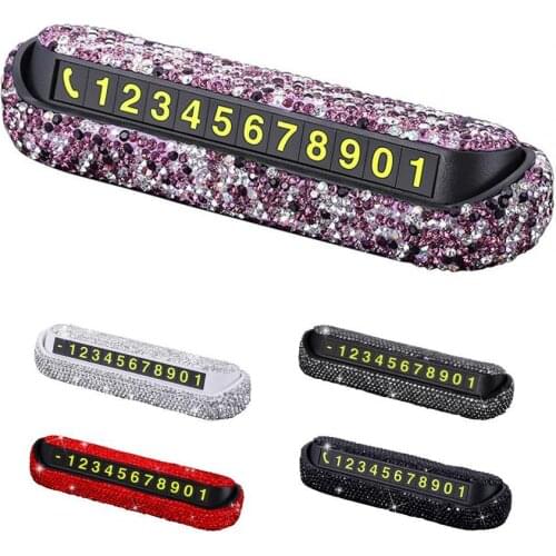 Universal Rhinestone Phone Number In Car Parking License Plate Temporary Stop Sign Temporary Car Parking Plate Hidden Switch