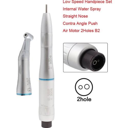 Dental Inner Low Speed Handpiece Set Internal Irrigation System Straight Nose Contra Angle Air Motor 2 Hole B2 Air Turbine