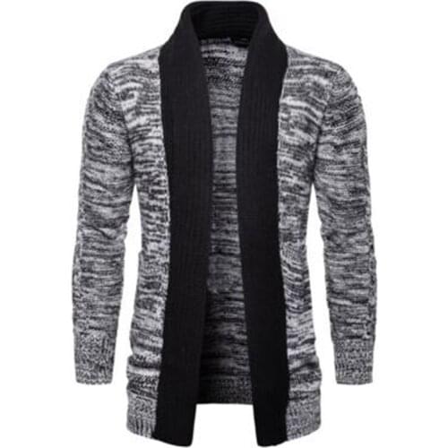 Pull homme fashion high quality color matching cardigan sweater men casual slim fit knitted cardigan men long sweaters coat mens