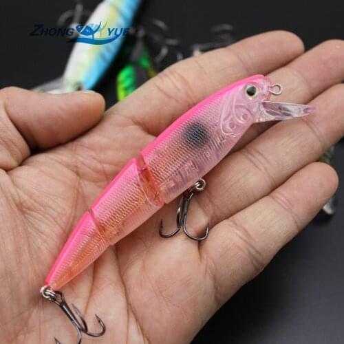 High Quality 4pcs 3 Sections Fishing Minnow Lure Artificial Bait Treble Hooks Crankbait Fishing Tackle