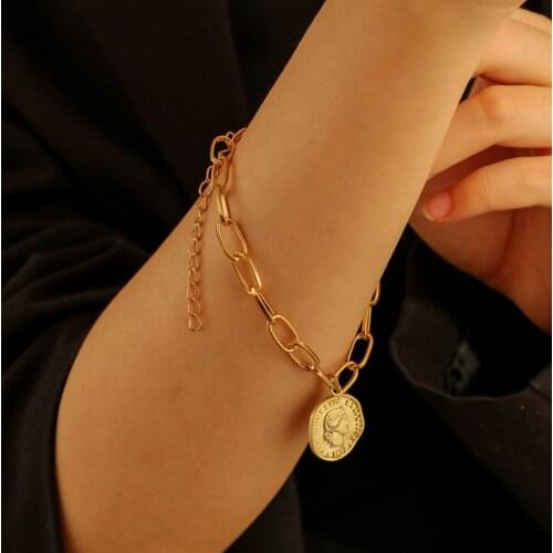 CHUNSHI EMO Vintage French Stainless Steel Touching Letters Money Hang Tag Simple Design Bracelets 2021 Trend Impact For Womwn