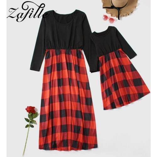 ZAFILLE Mother and Daughter Clothes Plaid Mom and Daughter Dress Mother Kids Mommy and me Clothes Family Christmas Clothes