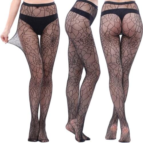 Woman sexy lace hollow pantyhose retro mesh tattoo Nylon fishnet Tight stockings Plus Size
