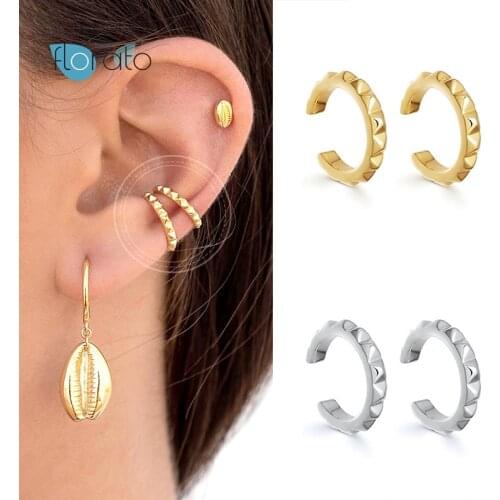 925 Sterling Silver Punk Rock Clip Earrings for Women Ear Clip On Earrings Cartilage Earring Lover Jewelry Gift