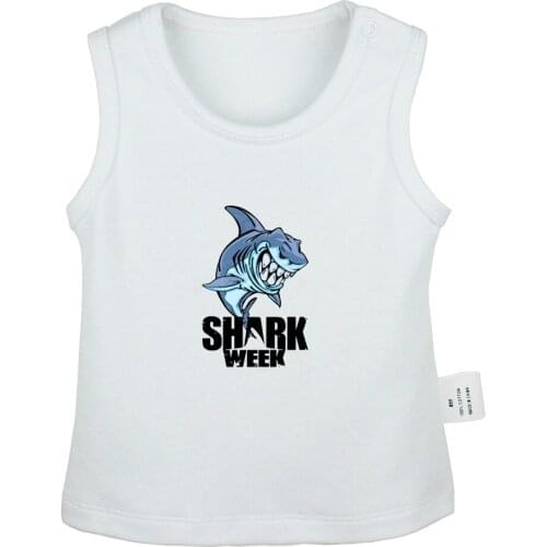 Cartoon Shark Week I Survived It Week Heres Shark Ferocious shark Newborn Baby Tank Tops Toddler Vest Sleeveless Infant Clothes