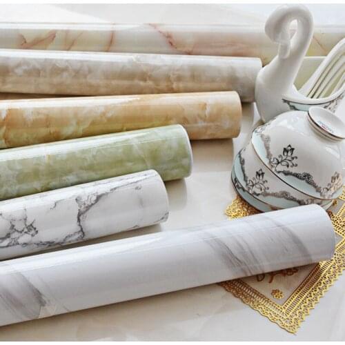 10M/Marble Vinyl Film Wallpaper Self Adhesive Waterproof Wall Sticker for Bathroom Kitchen Furniture Renovation Room Decor Paper