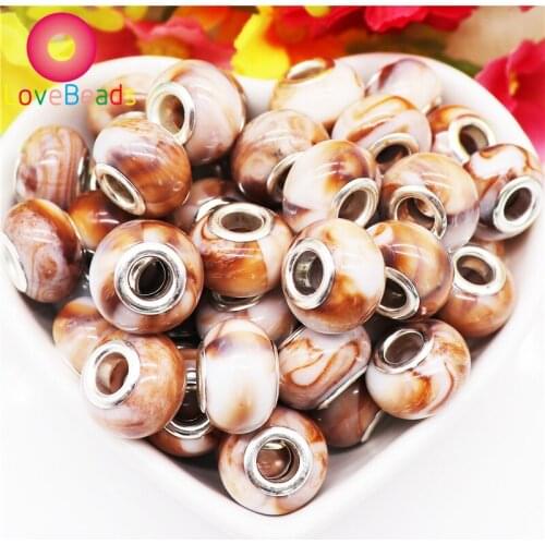 10Pcs/Lot Colorful Resin Murano Charm Rondelle Bracelet Waist Spacer Beads Big Hole for Women Hair Beads Jewelry Making Crafts
