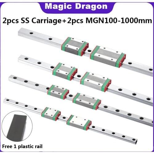 2pcs MGN7 MGN12 MGN15 MGN9 L from100mm to 1000mm miniature linear rail slide 2pcs MGN linear guide MGN carriage 3D Printer part