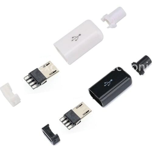 5PCS/LOT Micro USB 4Pin Male connector plug Black/White welding Data OTG line interface DIY data cable accessories