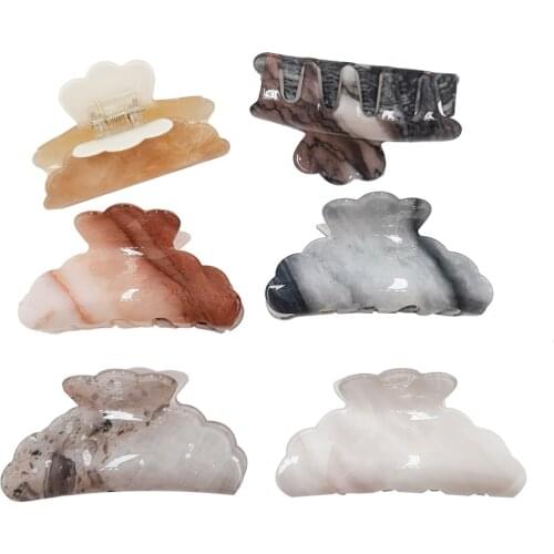 Acetate Acrylic Large Crab Hair Claws Clips Women Girls Marble Plastic Barrettes Ponytail Holder Clamp Make Up Hair Accessories
