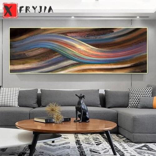 Diamond Painting Abstract art colorful ribbon rainbow 5d Diamond Embroidery Full Display Diamond Mosaic Cross Stitch Decoration