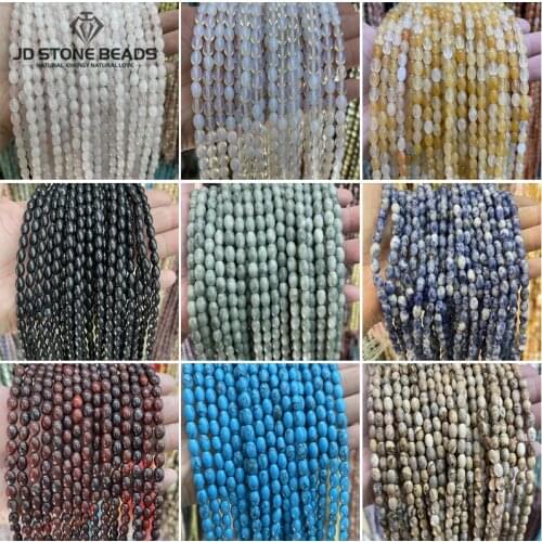 Natural chalcedony malachite snowflake stone beads rice-shape 5*8mm Accessory JD stone beads free shipping