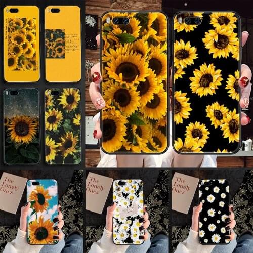 Yellow flower sunflower Phone case For Xiaomi Mi Max Note 3 A2 A3 8 9 9T 10 Lite Pro Ultra black tpu bumper trend Etui pretty