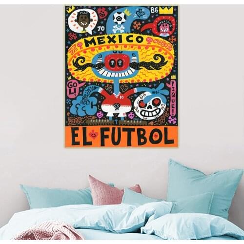 Citon Jorge Gutierrez《El Futbol》Canvas Art Oil Painting Famous Artwork Poster Picture Wall Decor Home Living room Decoration