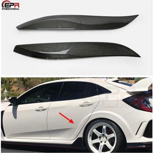 For Honda 17 On Civic Type R FK8 VRSAR1 Style Carbon Fiber Rear Fender Trim (Fit 5 Door Hatch) Glossy Fibre Wheel Flare Arch Kit
