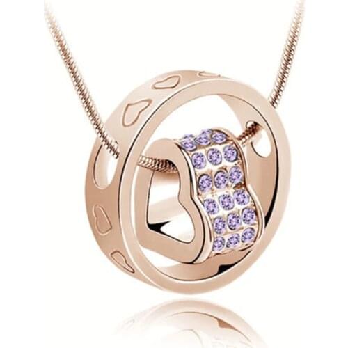 ENDELI 2021 HOT Fashion jewelry Rose gold Crystal From Swarovskis zircon heart necklace For Wedding Party Fit Women and female