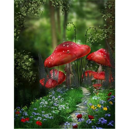 Goth Forest with Red Mushroom Photography Backdrops 5x7ft Custom Photographic Background Studio for Baby Shoot Photo Props