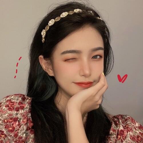 French high-end niche retro headband female net red exquisite personality clock rhinestone headband new wild headdress