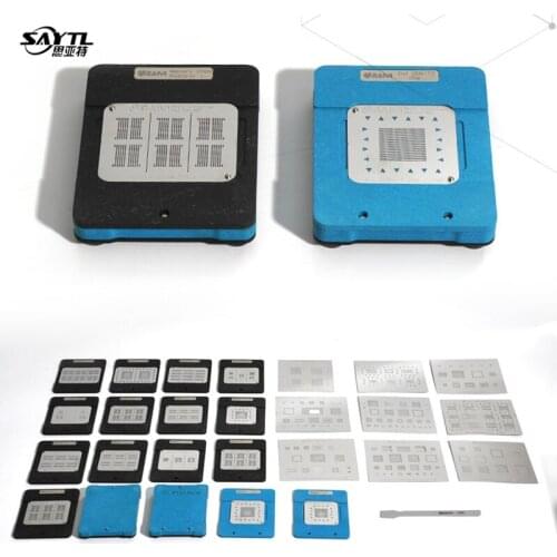 BGA reballing stencil kit for Macbook Chip IC PMU/SMC/T1/T2/RAM/NAND/WIFI/Power Chip Direct heating template With fixing device