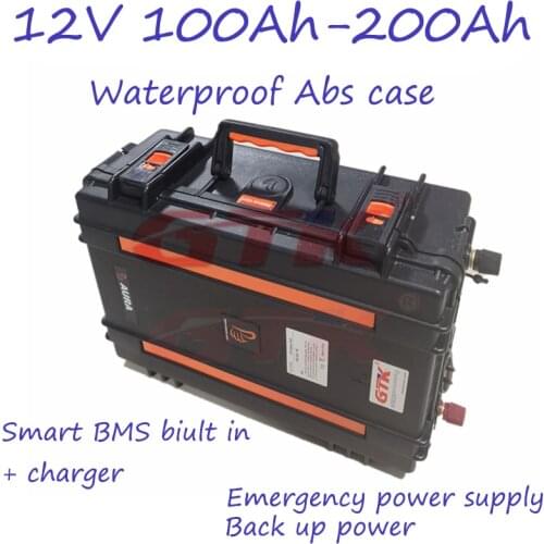 12V lithium ion 200ah 180Ah 150Ah 100ah Rechargeable Battery RV battery with BMS for Outdoor camping and Inverter Solar energy
