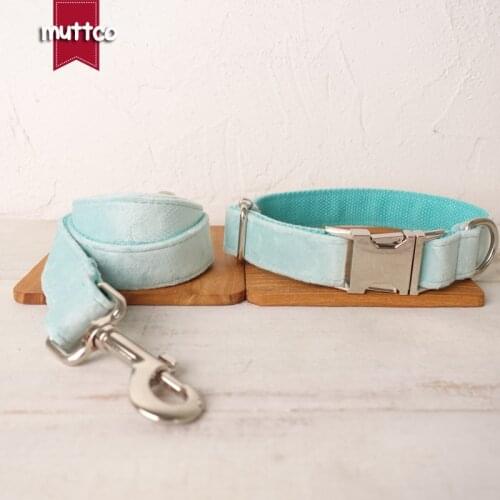MUTTCO personalized cute pet dog ID tag collar leash THE AQUA self-design puppy nameplate collar 5 sizes UDC111