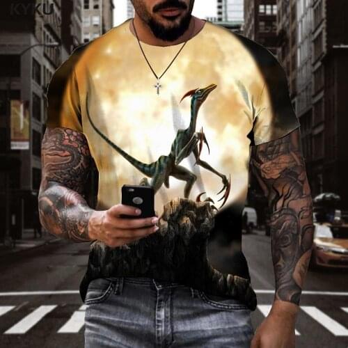 KYKU Dinosaur T shirt Men Moon T-shirts 3d Hip Hop Anime Clothes Harajuku Shirt Print Mens Clothing T shirts Cool Male Big Size