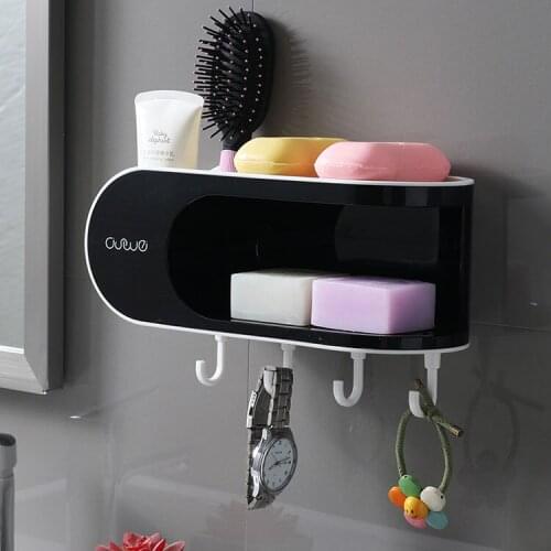 Wall-mounted soap dish for bathroom Multifunction soap Toilet Organizer Holder Drainable Storage Box Bathroom Accessories