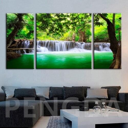 Wall Artwork Pictures HD Prints Forest Waterfall Scenery Poster Home Decoration Canvas Paintings Modular Frame For Living Room