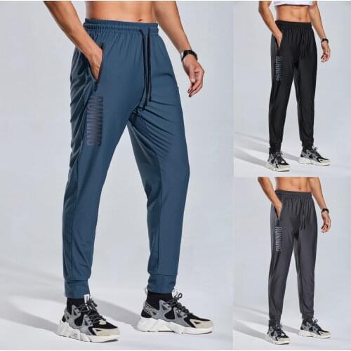 Autumn Quick dry Men Running Pants basketball Athletic Bodybuilding Training Trousers Fitness Gym Workout Sport Pants Zip pocket