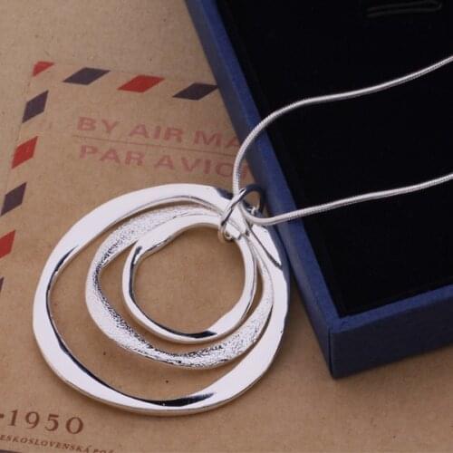 Pure Silver 925 Necklace for Women Fashion Jewelry Accessories Round Circles Necklaces&Pendants Female Collier Christmas Gifts